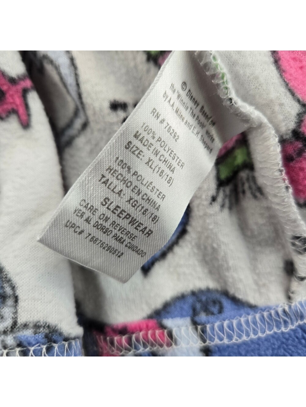 Disney Eeyore Pajama Top Womens XL 16/18 Fleece Button Front Winter Sleepwear - Picture 4 of 9